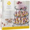 Wilton 3-Tier Treat Stand – Display and Serve Your Treats on the 3-Tiered Scalloped Treat Stand, Can Be Separated As 3 Individual Serving Displays, Black, Metal(10.8″)