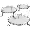 Wilton 3-Tier Treat Stand – Display and Serve Your Treats on the 3-Tiered Scalloped Treat Stand, Can Be Separated As 3 Individual Serving Displays, Black, Metal(10.8″)