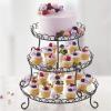Wilton 3-Tier Treat Stand – Display and Serve Your Treats on the 3-Tiered Scalloped Treat Stand, Can Be Separated As 3 Individual Serving Displays, Black, Metal(10.8″)