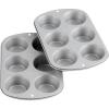 Wilton Recipe Right Non-Stick 6-Cup Muffin Pan, Standard Baking Pans for Cupcakes and Muffins, Set of 2(6-Cup (2-Pk.))