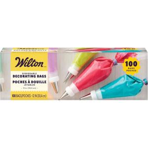Wilton 12-Inch Disposable Decorating Bags for Piping and Decorating with Assorted Icings, Flexible and Microwave-Safe, Bags Only (24-Count), White(1 Count (Pack of 1))