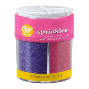 Wilton Bright Colored Sugar Sprinkles Medley, Pink, Purple, Yellow & Green Sparkling Sugars for Cupcakes, Cookies, Ice Cream & Cake Decorating, 4.4 oz