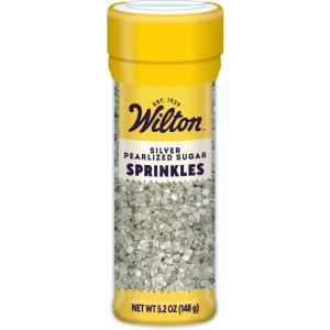 Wilton Gold Pearlized Sugar Sprinkles, Gold Sprinkles for Cookie & Cake Decorating 5.22 Oz.(Silver)