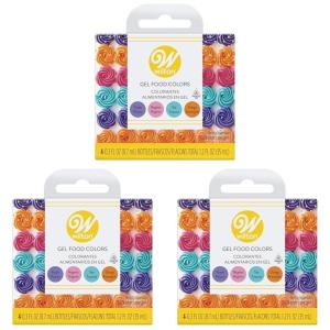 Wilton Neon Food Coloring Gel Icing Color Set, Vibrant Gel-Based Cake & Cookie Decorating Colors, Magenta, Orange, Teal & Purple, 4-count(0.3 Fl Oz (Pack of 12))