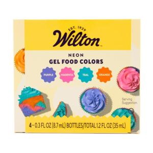 Wilton Neon Food Coloring Gel Icing Color Set, Vibrant Gel-Based Cake & Cookie Decorating Colors, Magenta, Orange, Teal & Purple, 4-count(0.3 fl oz)