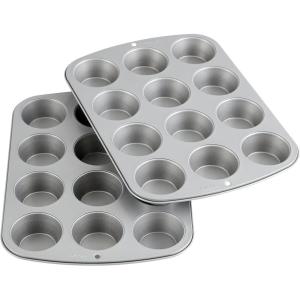 Wilton Recipe Right Non-Stick 6-Cup Muffin Pan, Standard Baking Pans for Cupcakes and Muffins, Set of 2(Standard – 12 Cup (2 Pack))