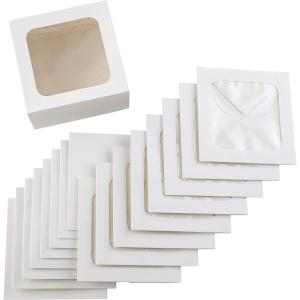 Wilton White Treat Boxes with Windows – Perfect Cake Holders for Gifting and Transporting Homemade Mini Cakes or Cookies, 9-Piece(Assorted)