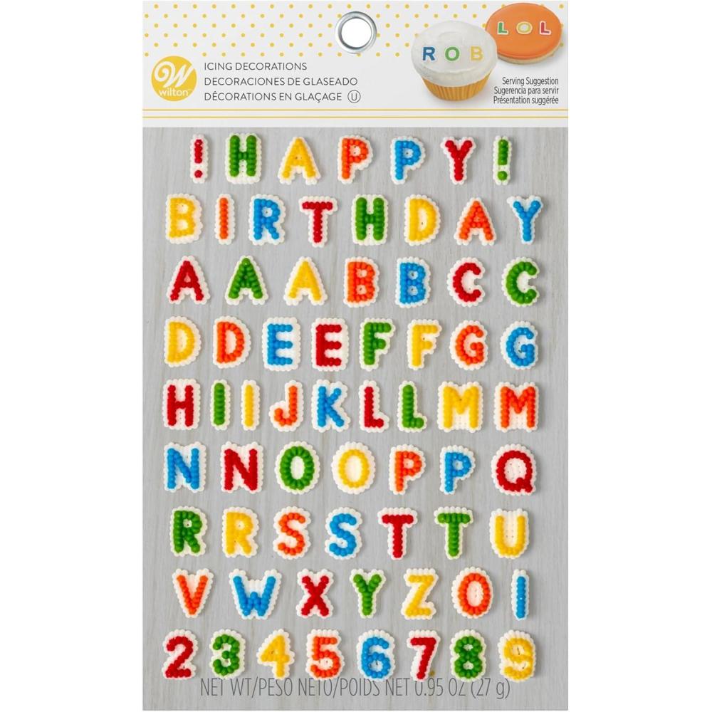 image:imageWilton Happy Birthday Letters Cake Decorations 68Count Icing Letters amp Numbers Assorted Colors for Cakes Cupcakes amp Cookies Made in USA