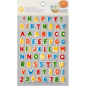 Wilton Happy Birthday Letters Cake Decorations, 68-Count Icing Letters & Numbers, Assorted Colors for Cakes, Cupcakes & Cookies, Made in USA