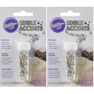 Edible Glitter .04oz-Silver Stars(0.04 ounces (Pack of 2))