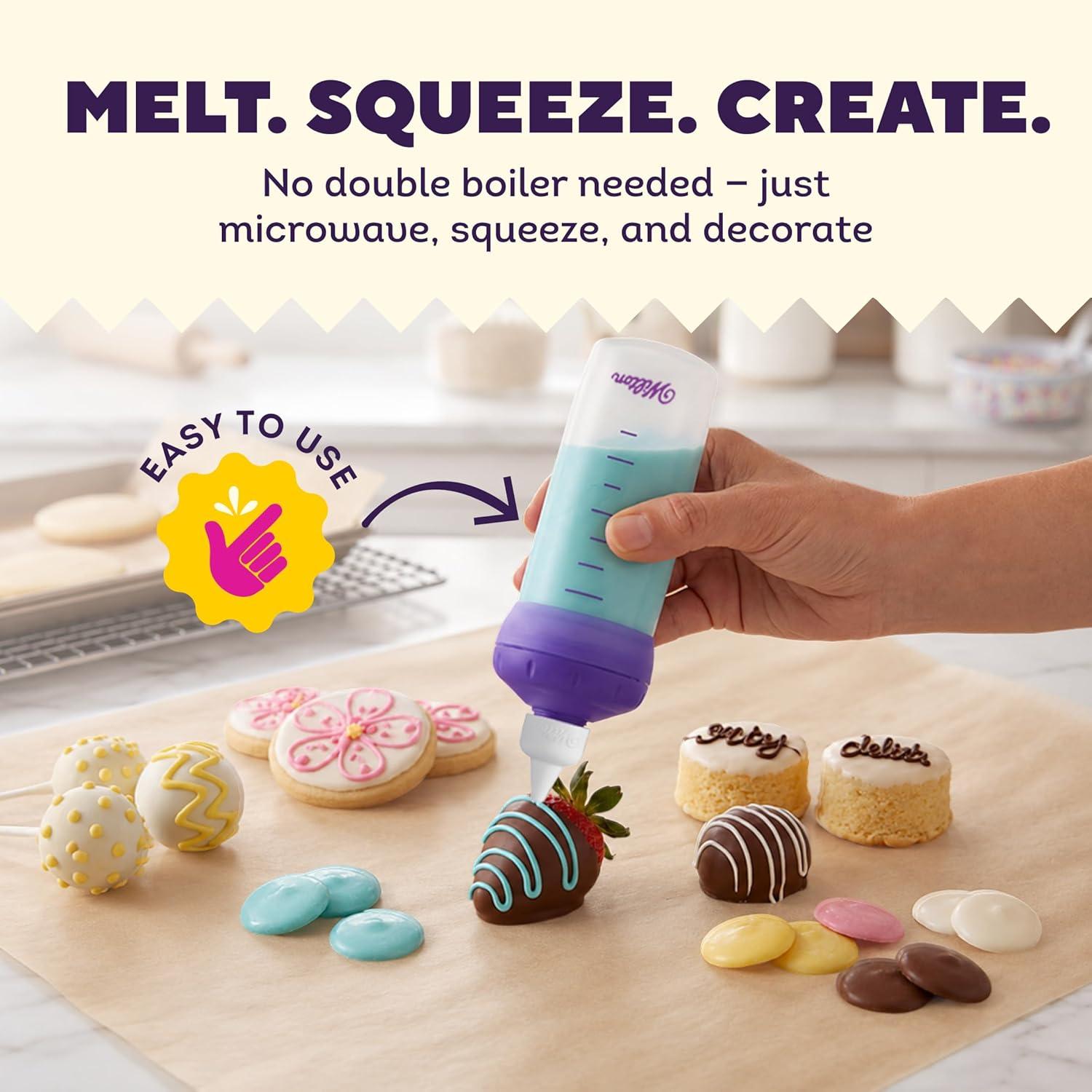 image:imageWilton Candy Melts MeltNDecorate Bottle Microwaveable Silicone Bottle for Candy Melts Decorating Drizzling amp Detailing Desserts Includes Detailing Tip 1 Count