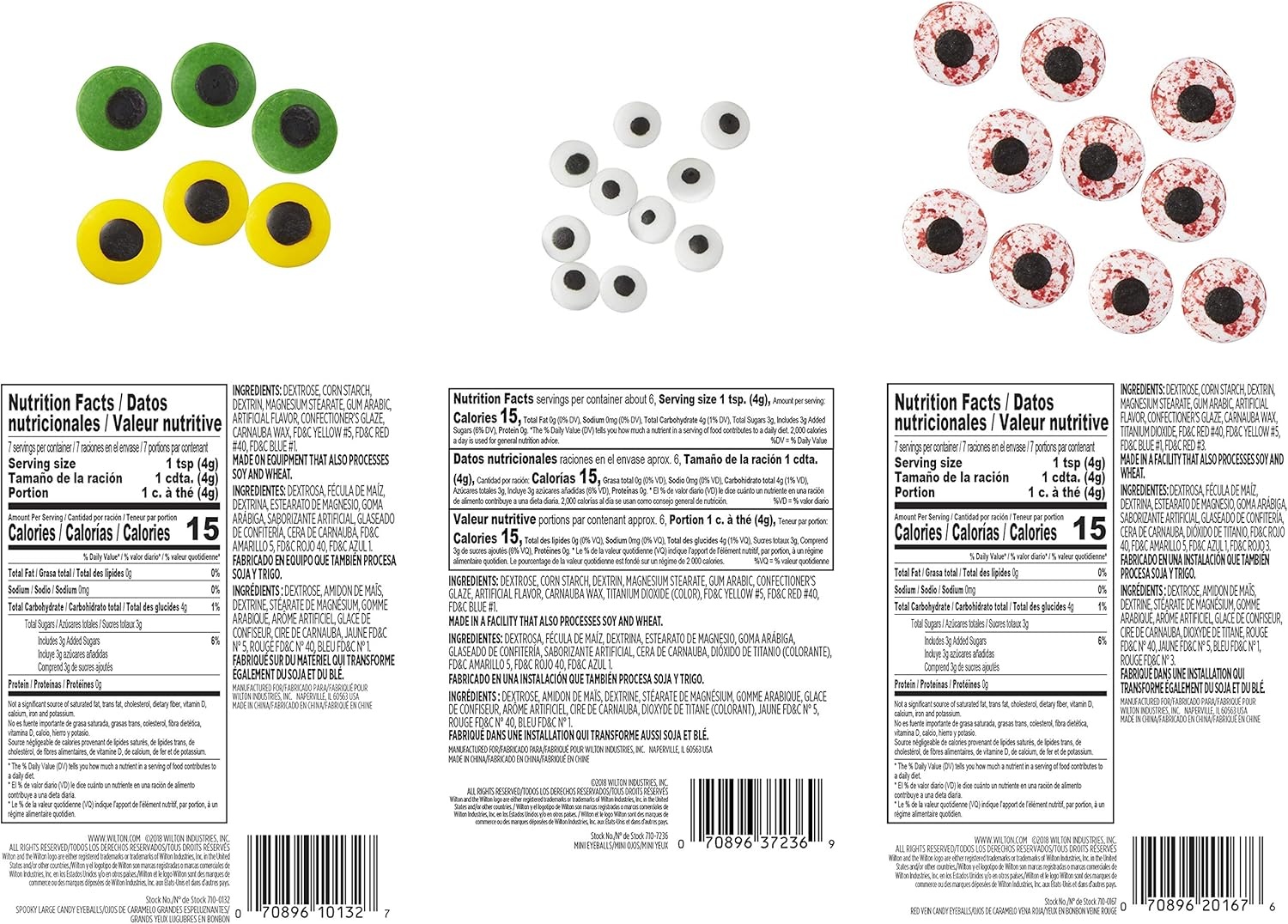 image:imageWilton Edible Candy Eyeball Sprinkles Small Edible Googly Eyes for Decorating Cupcakes Cookies amp Halloween Treats Black and White 088 oz3 Pack