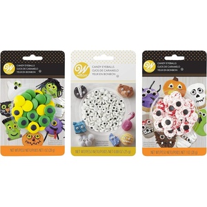 Wilton Edible Candy Eyeball Sprinkles, Small Edible Googly Eyes for Decorating Cupcakes, Cookies & Halloween Treats, Black and White, 0.88 oz(3 Pack)