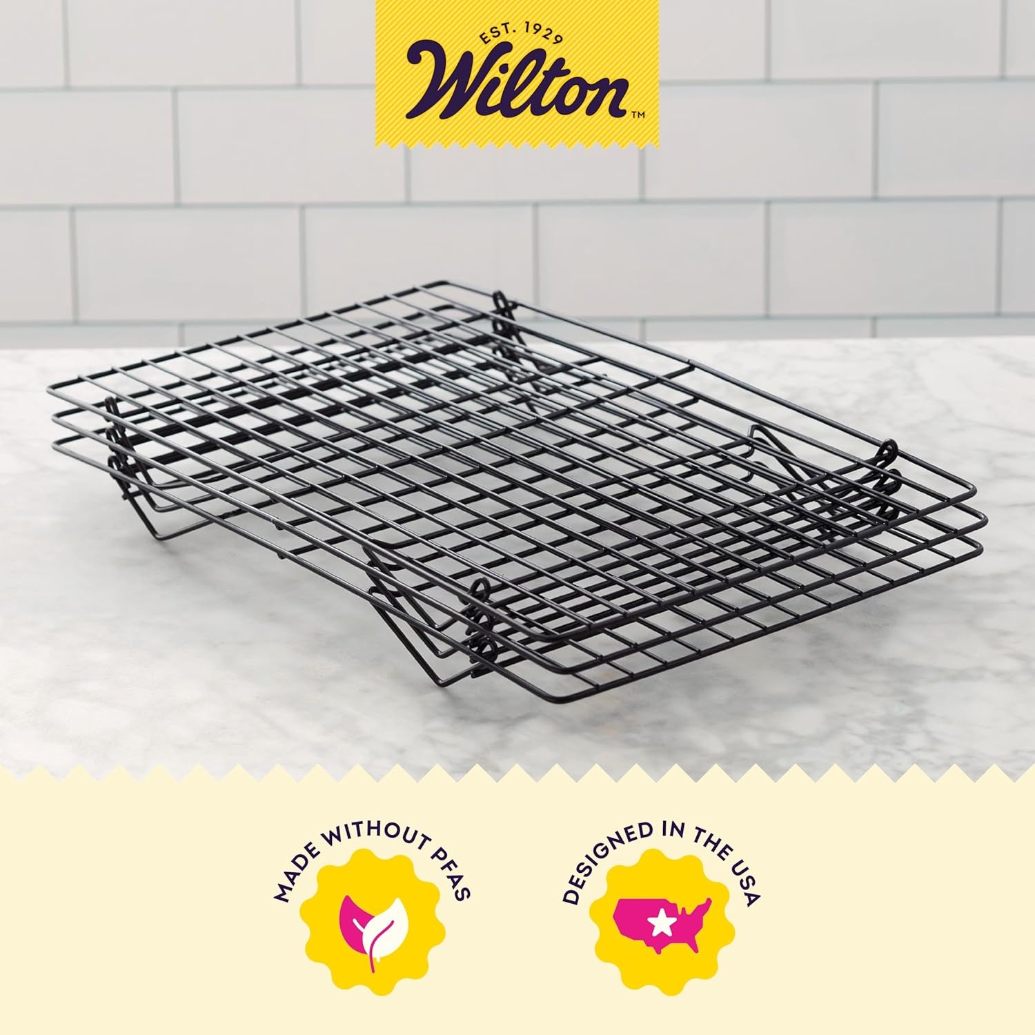 image:imageWilton Excelle Elite 3Tier Cooling Rack for Cookies Cake and More Cool Batches of Cookies Cake Layers or Finger Foods BlackCakes and More