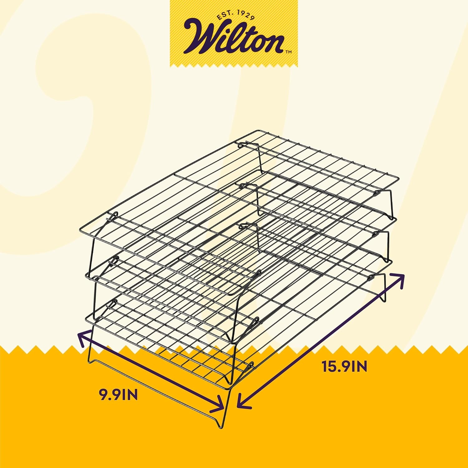 image:imageWilton Excelle Elite 3Tier Cooling Rack for Cookies Cake and More Cool Batches of Cookies Cake Layers or Finger Foods BlackCakes and More